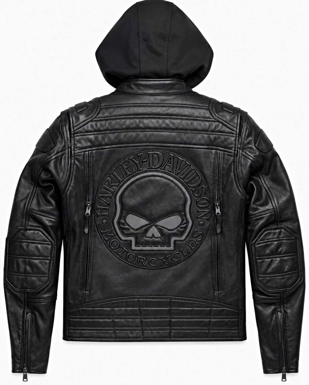 Harley Davidson Leather Jacket Men’s Black Hooded Willie G Skull Moto Riding Harley Davidson Leather Jacket Men’s Black Hooded Willie G Skull Moto Riding