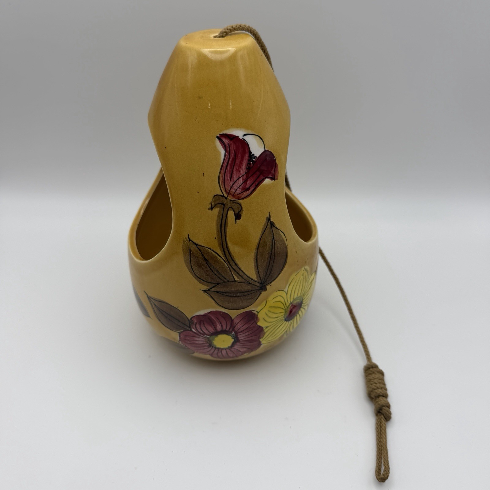 Vintage Rubens Originals Hanging Planter Yellow Ceramic Mod Floral Japan 2410 Vintage Rubens Originals Hanging Planter Yellow Ceramic Mod Floral Japan 2410