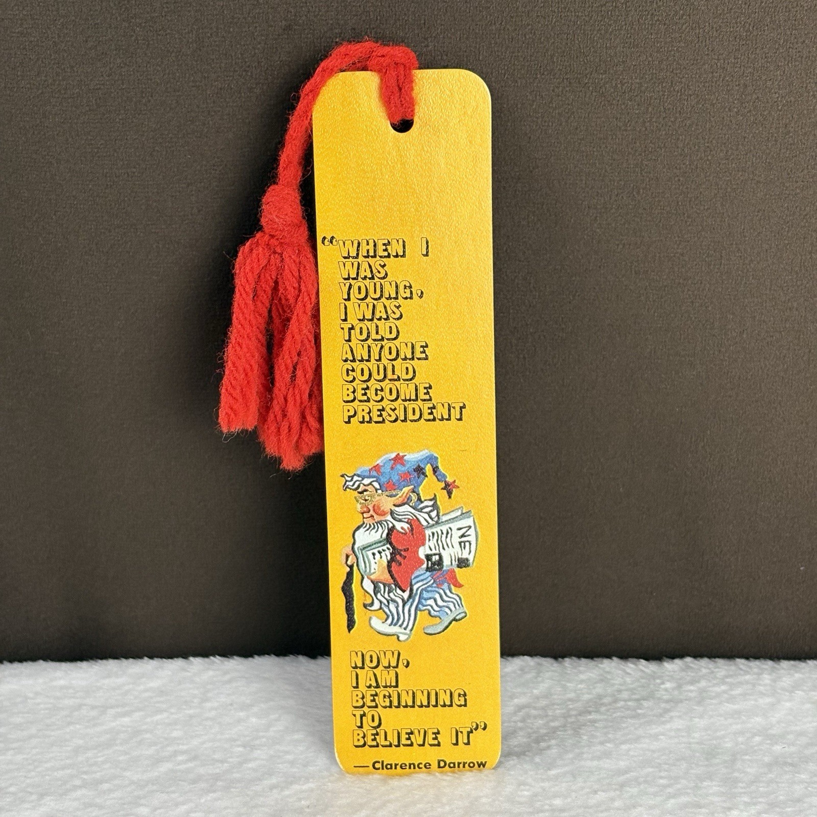 Vtg 1974 Elf Gnome \'Anyone Can Be President\' Clarence Darrow Antioch Bookmark
