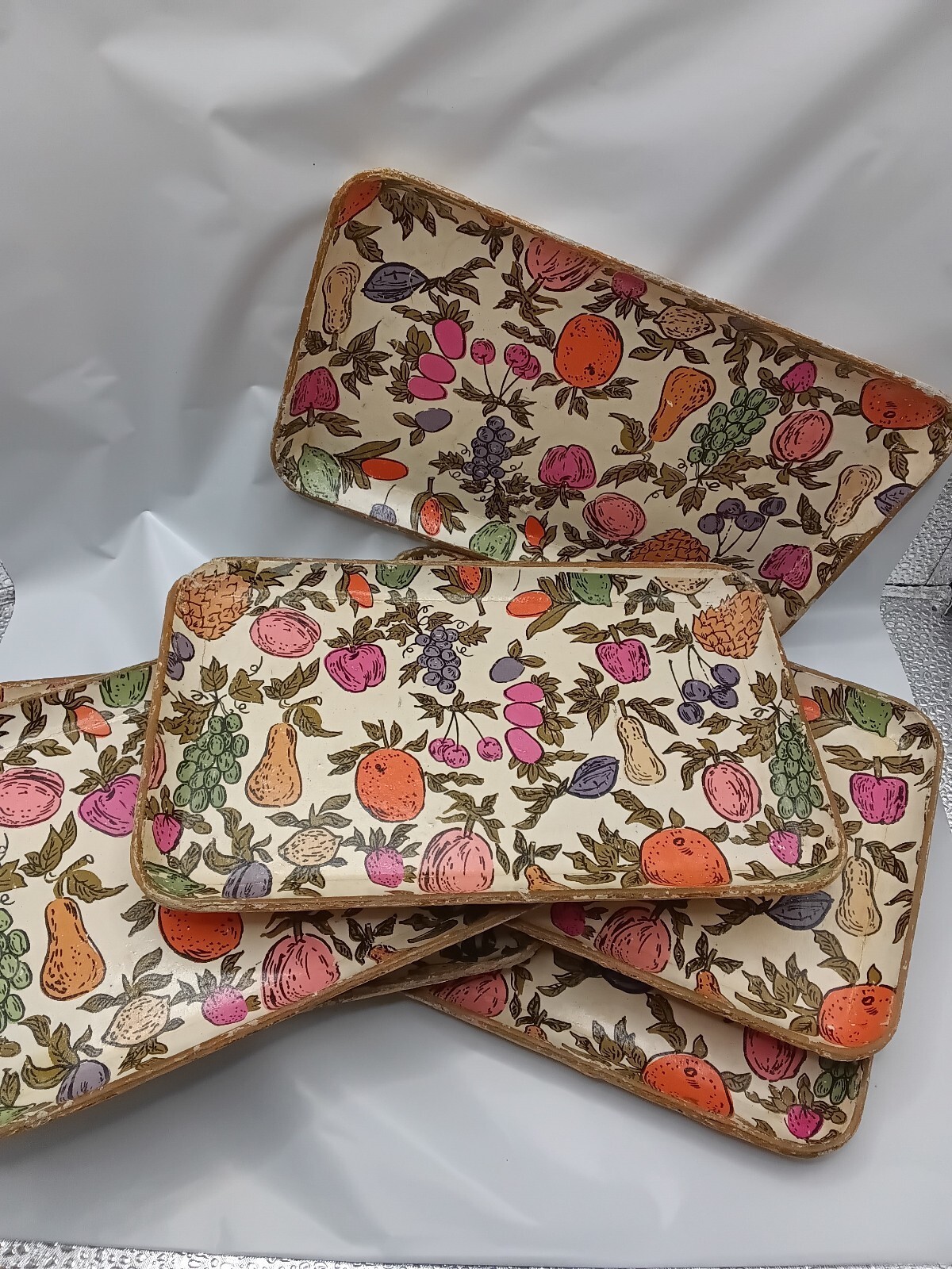 Vintage MCM Alcohol Proof Japan Barware Tray Set FRUIT lot of 6