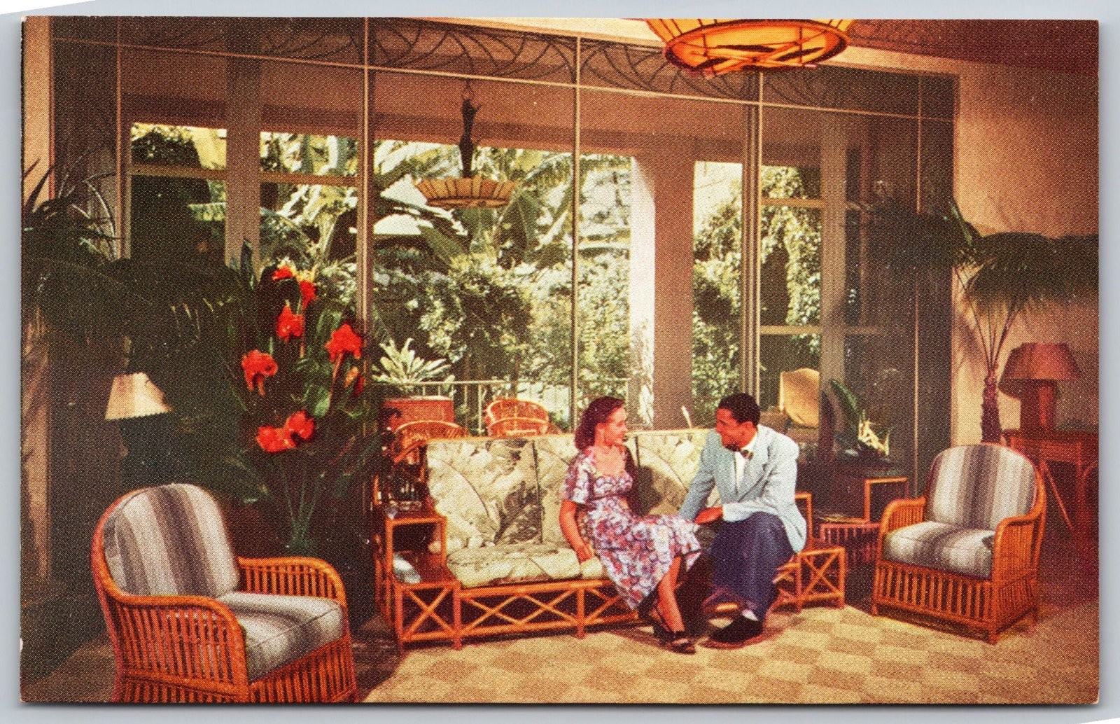 Halekulani Hotel Waikiki Beach Honolulu Hawaii Living Room Postcard PC251 Halekulani Hotel Waikiki Beach Honolulu Hawaii Living Room Postcard PC251
