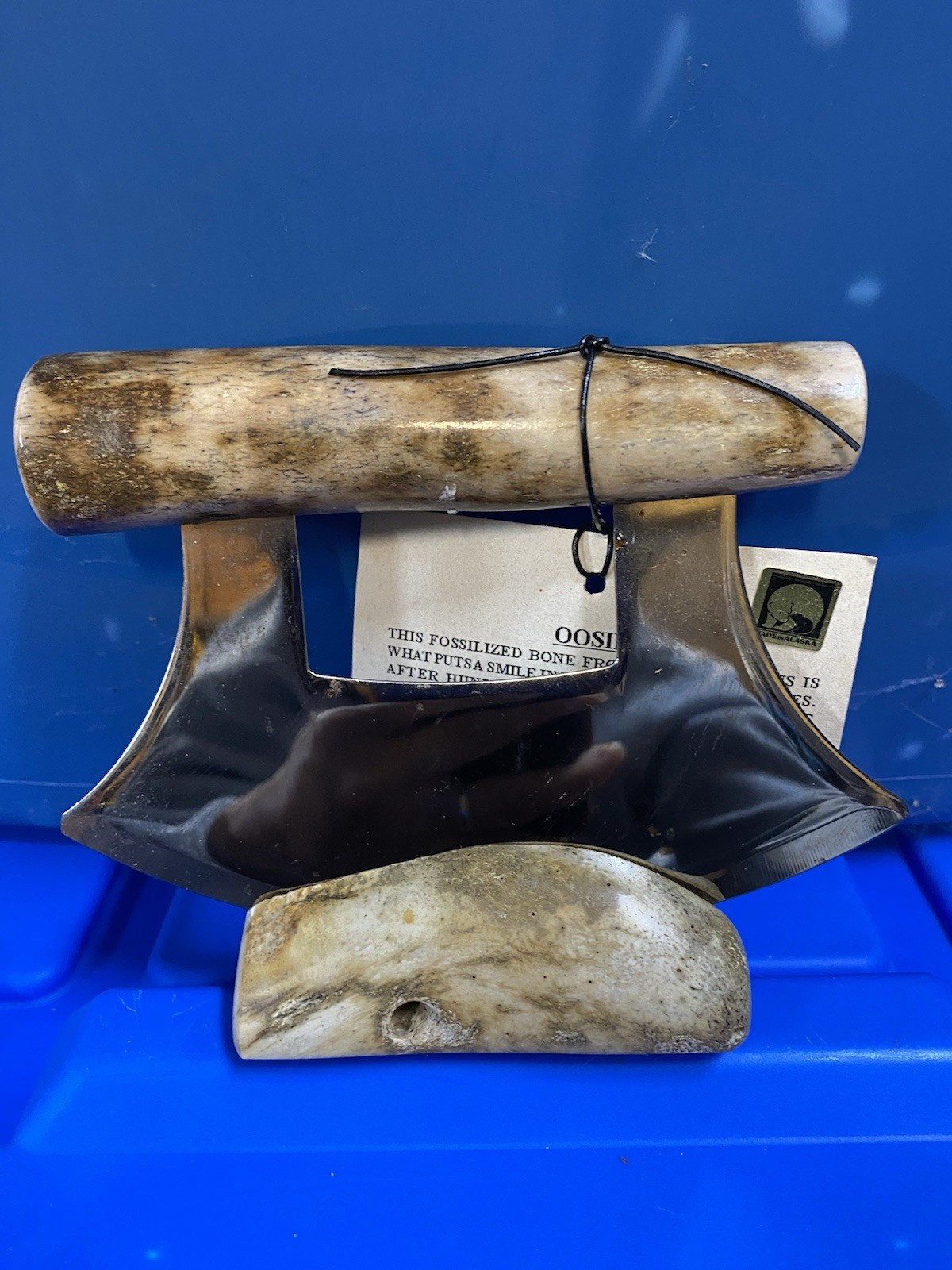 Handcrafted Fossil Walrus Oosik (Baculum) Ulu Alaska Natural Shed CARIBOU Handcrafted Fossil Walrus Oosik (Baculum) Ulu Alaska Natural Shed CARIBOU