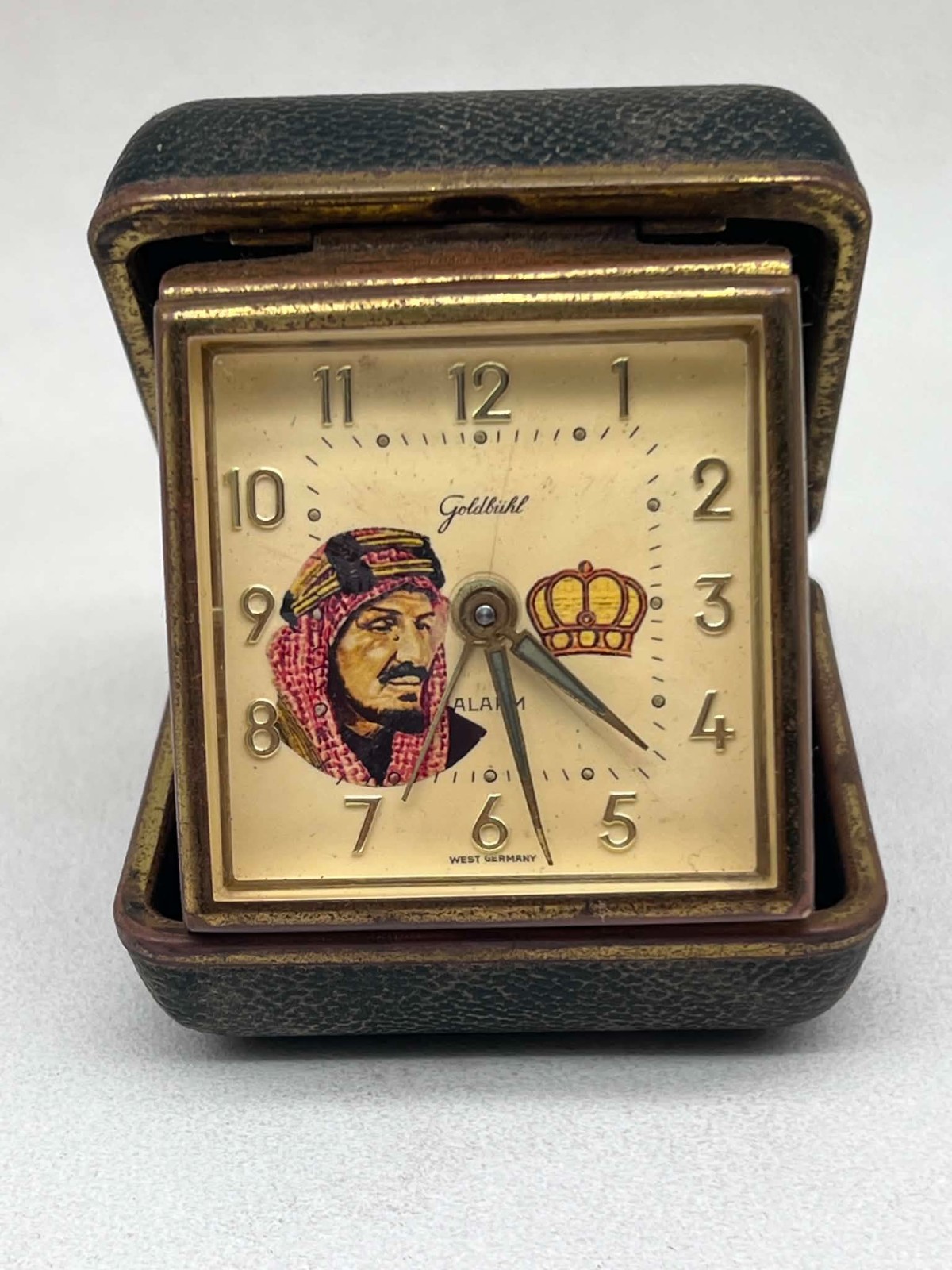 Rare Vintage Goldbühl West Germany Travel Alarm Clock King Saud Saudi Arabia Unt Rare Vintage Goldbühl West Germany Travel Alarm Clock King Saud Saudi Arabia Unt