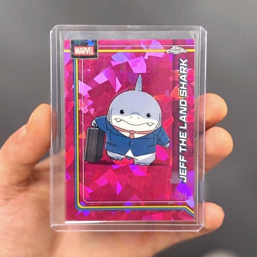 Topps 2024 Topps Chrome Marvel Jeff the Land Shark Pink Parallel 1/1 Card
