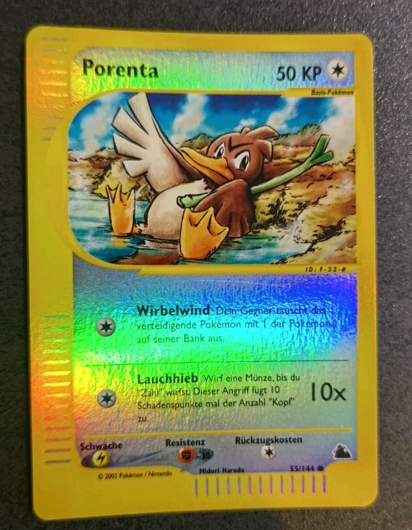 Porenta Farfetch\'d 55/144 Skyridge RARE Pokemon 2003 E-Series Reverse Holo NM Porenta Farfetch\'d 55/144 Skyridge RARE Pokemon 2003 E-Series Reverse Holo NM