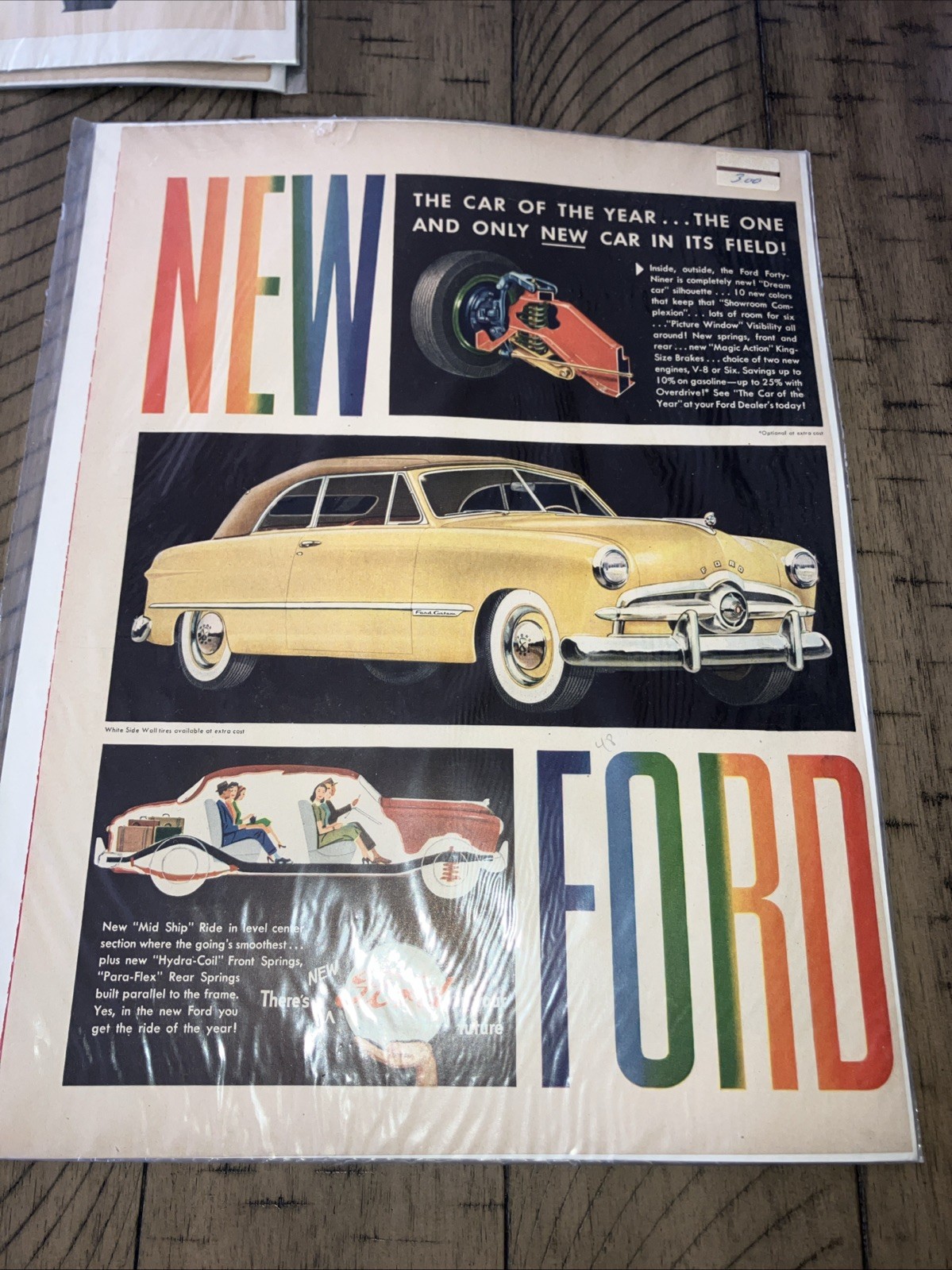 Vintage 1948 New Ford Ad Poster