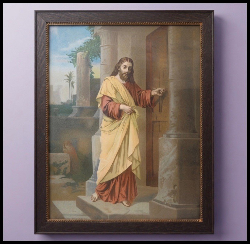 Antique Victorian Christ Knocking at the Door Print Framed Religious Art Jesus Antique Victorian Christ Knocking at the Door Print Framed Religious Art Jesus