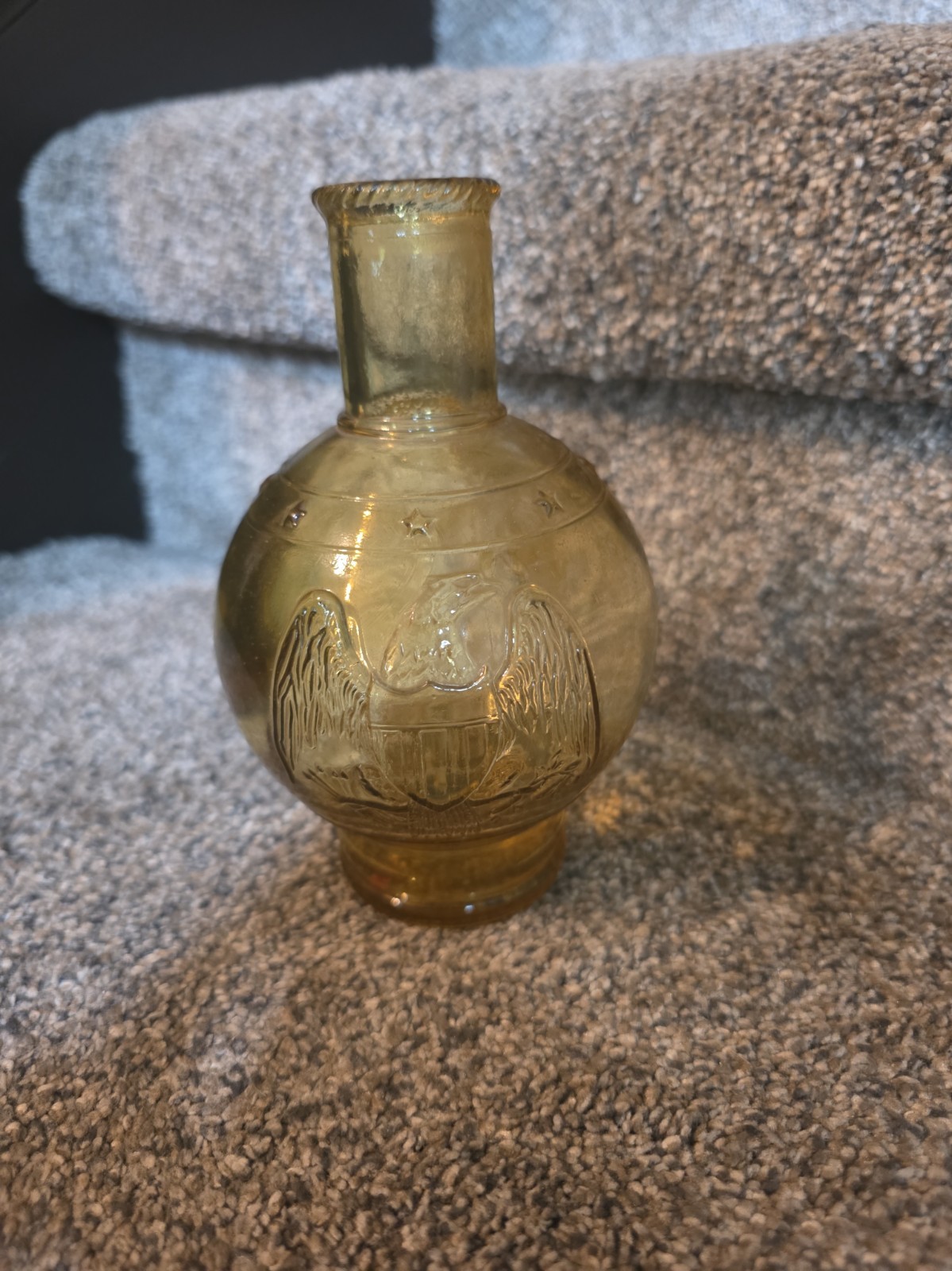 Amber Wheaton Glass Fire Extinguisher Bottle With Eagle & Stars Vintage Amber Wheaton Glass Fire Extinguisher Bottle With Eagle & Stars Vintage