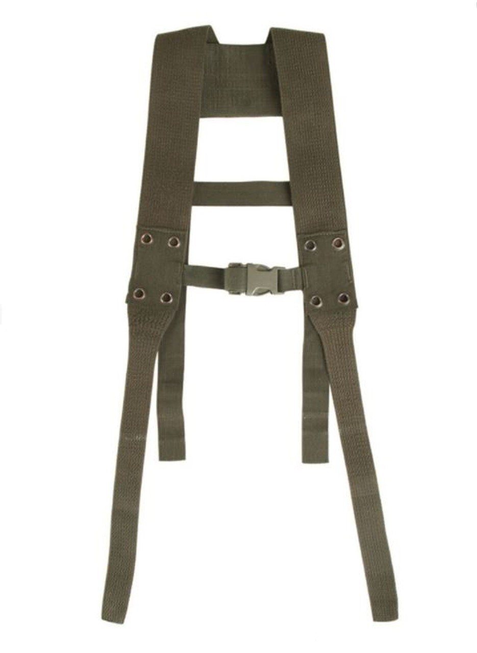 German Military OD Green Harness Shoulder Strap H Suspender Buckle Army For Belt