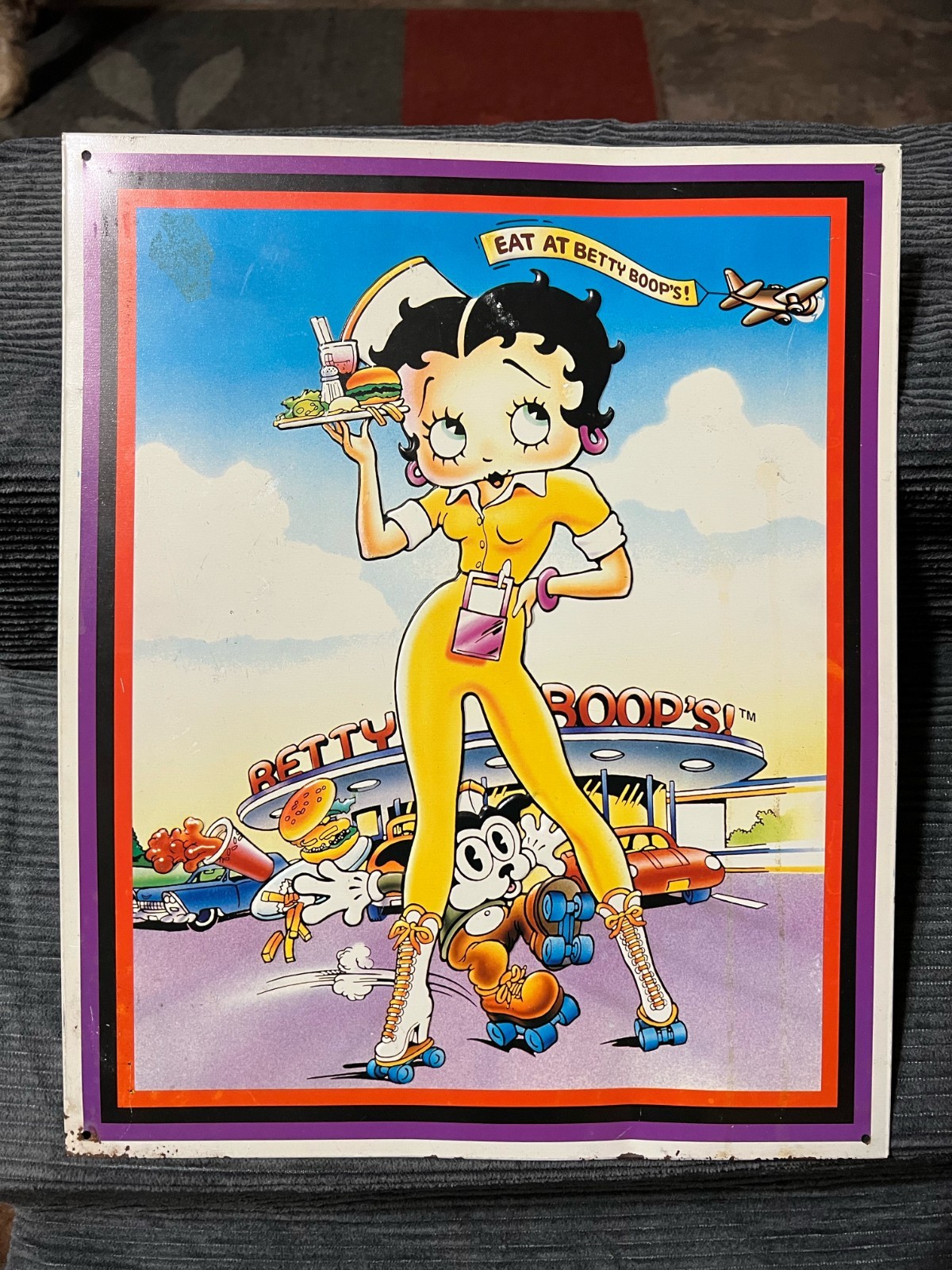 Vintage 1996 Betty Boop Eat at Betty Boop's Metal Tin Diner Sign King Features Vintage 1996 Betty Boop Eat at Betty Boop's Metal Tin Diner Sign King Features