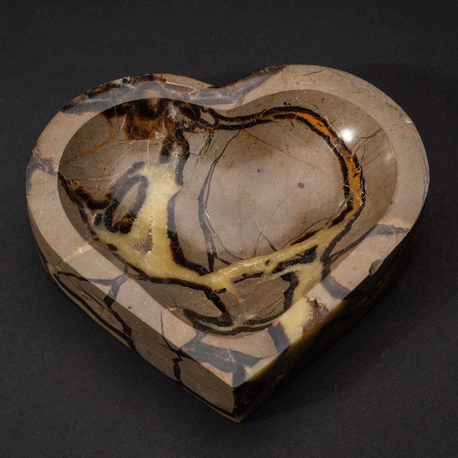 Polished Septarian Heart Shaped Dish (3.4 lbs)