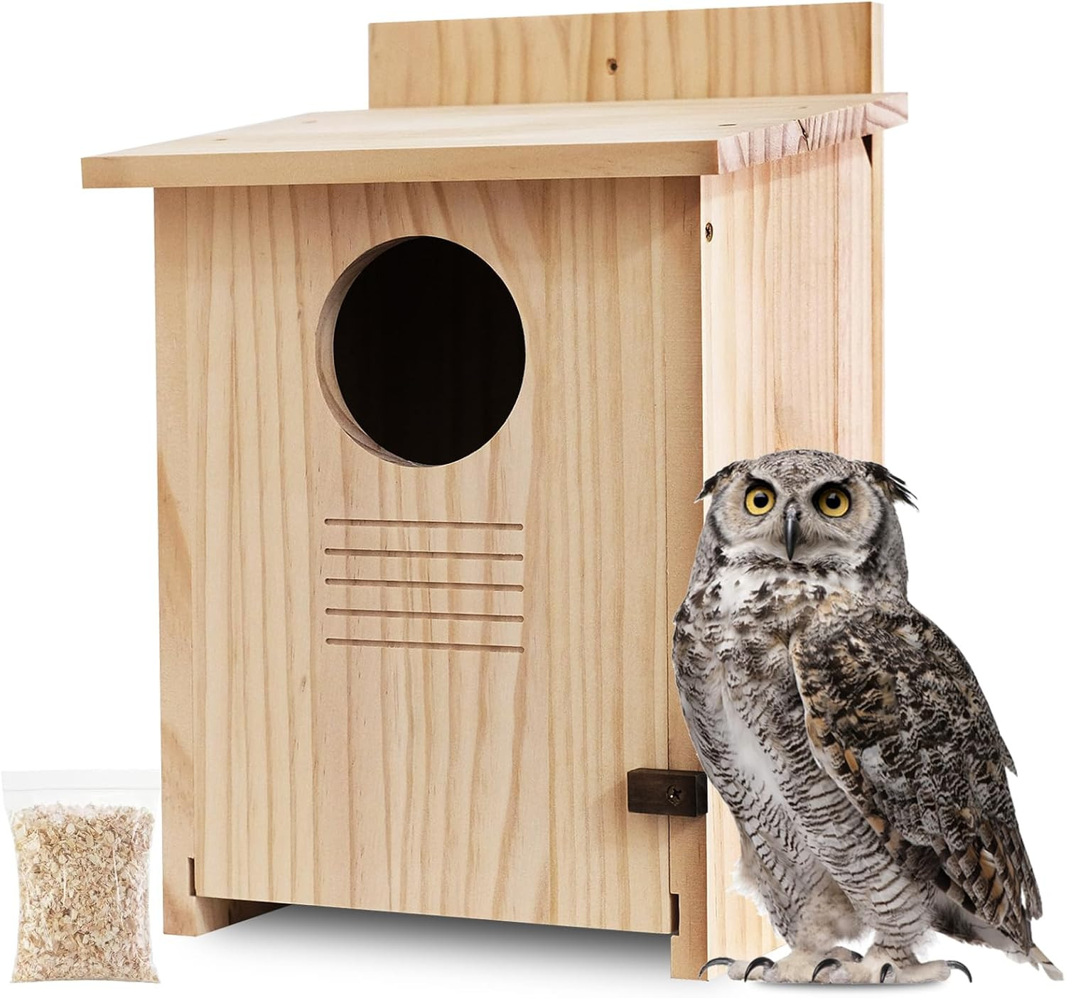 Owl House for Outdoors - Wood Owl Nesting Box for Wild Screech Owls, Waterproof Owl House for Outdoors - Wood Owl Nesting Box for Wild Screech Owls, Waterproof