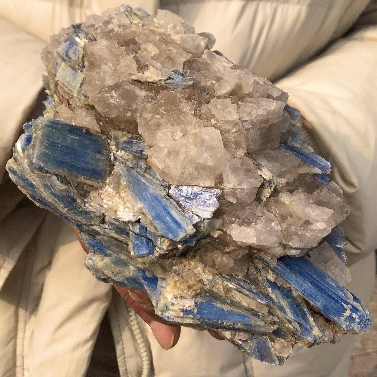 2.84LB Rare Natural beautiful Blue KYANITE with Quartz Crystal Specimen Rough