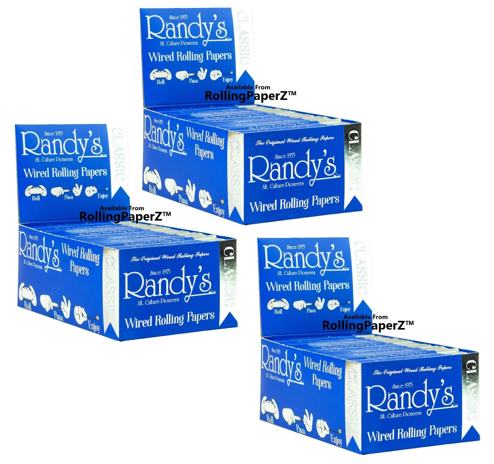 THREE BOXES of Randy's CLASSIC 1 1/4 Size WIRED Cigarette Rolling Papers