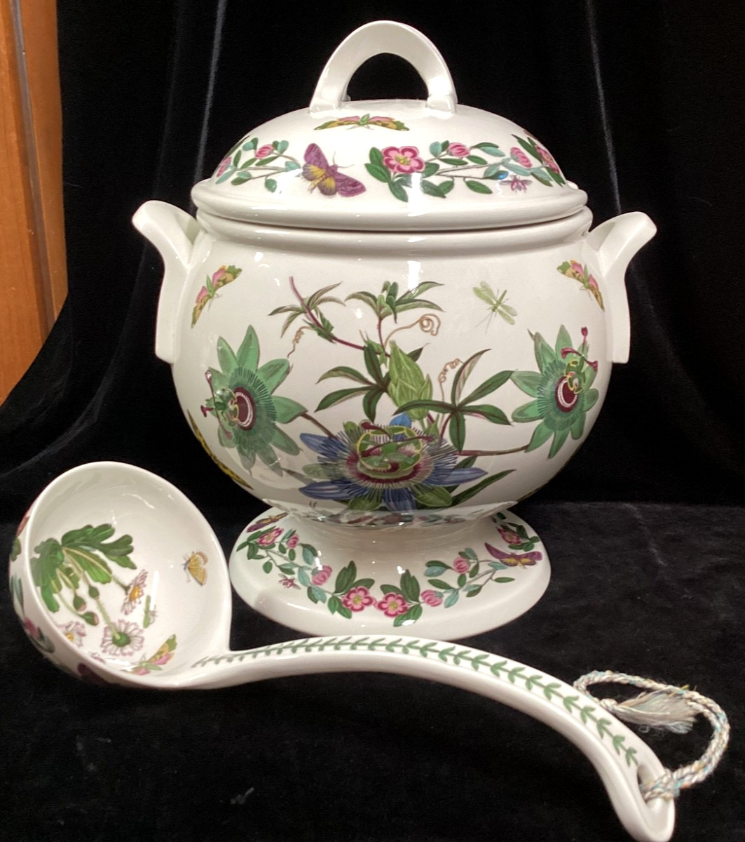 Vintage BOTANIC GARDEN PORTMEIRION SOUP TUREEN + LADLE Old Stamp ~ EXCELLENT