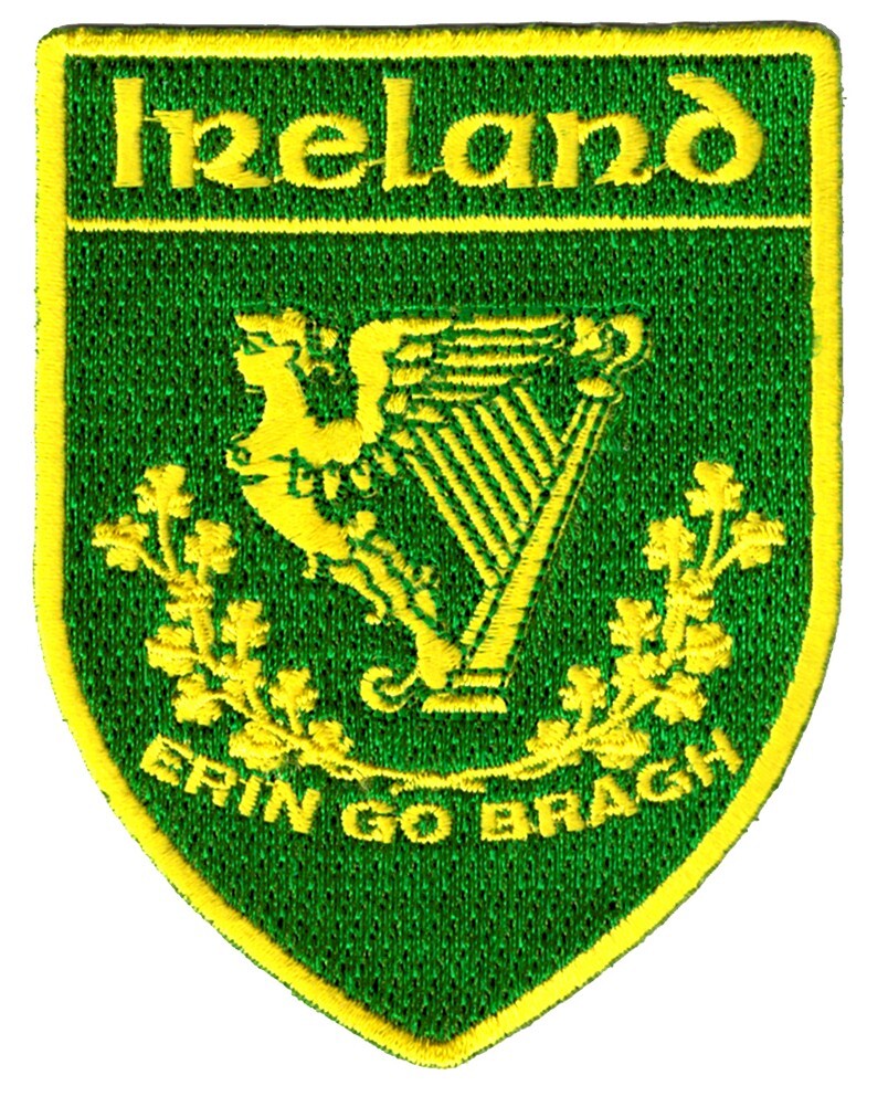 ERIN GO BRAGH IRON-ON PATCH IRELAND IRISH COAT OF ARMS EMBLEM BADGE embroidered