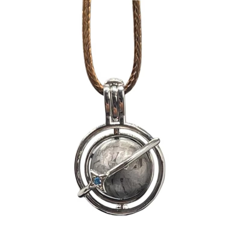 Nickel Plated Muonionalusta Meteorite Planet Pendant Cosmic Jewelry LK384
