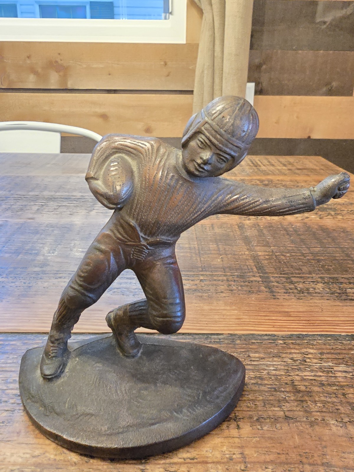 Hubley Cast Iron Football Player Single Bookend Doorstop Vintage Antique