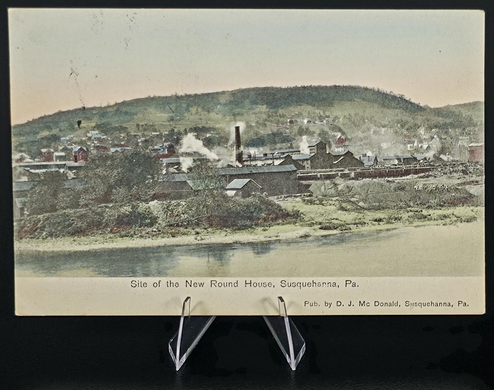 1907 Susquehanna PA R.R. Round House Site Postcard Lanesboro Posted
