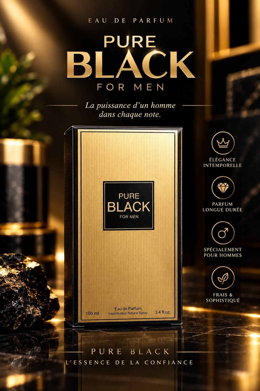 Pure Black For Men's Original Smell Very Good you can get this with a Good Price