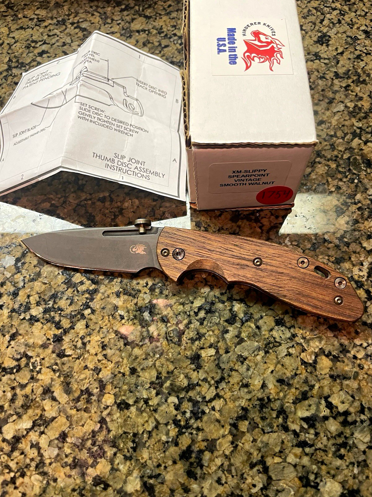 Rick Hinderer Knives XM-Slippy Spear Point Slipjoint Walnut Handle, Clip Rick Hinderer Knives XM-Slippy Spear Point Slipjoint Walnut Handle, Clip