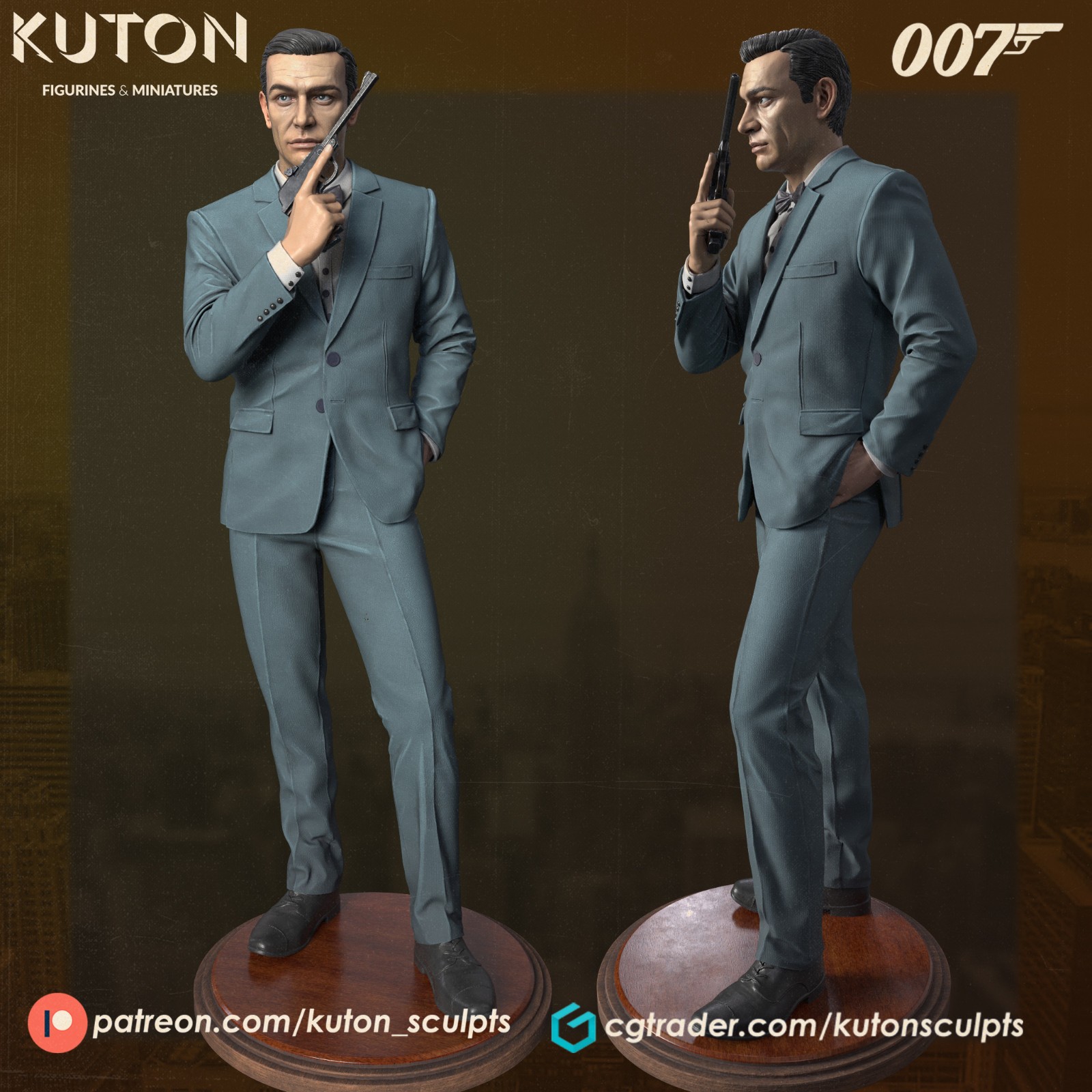 007 Sean Connery 22cm Hand Painted Collectible Display Model Figure