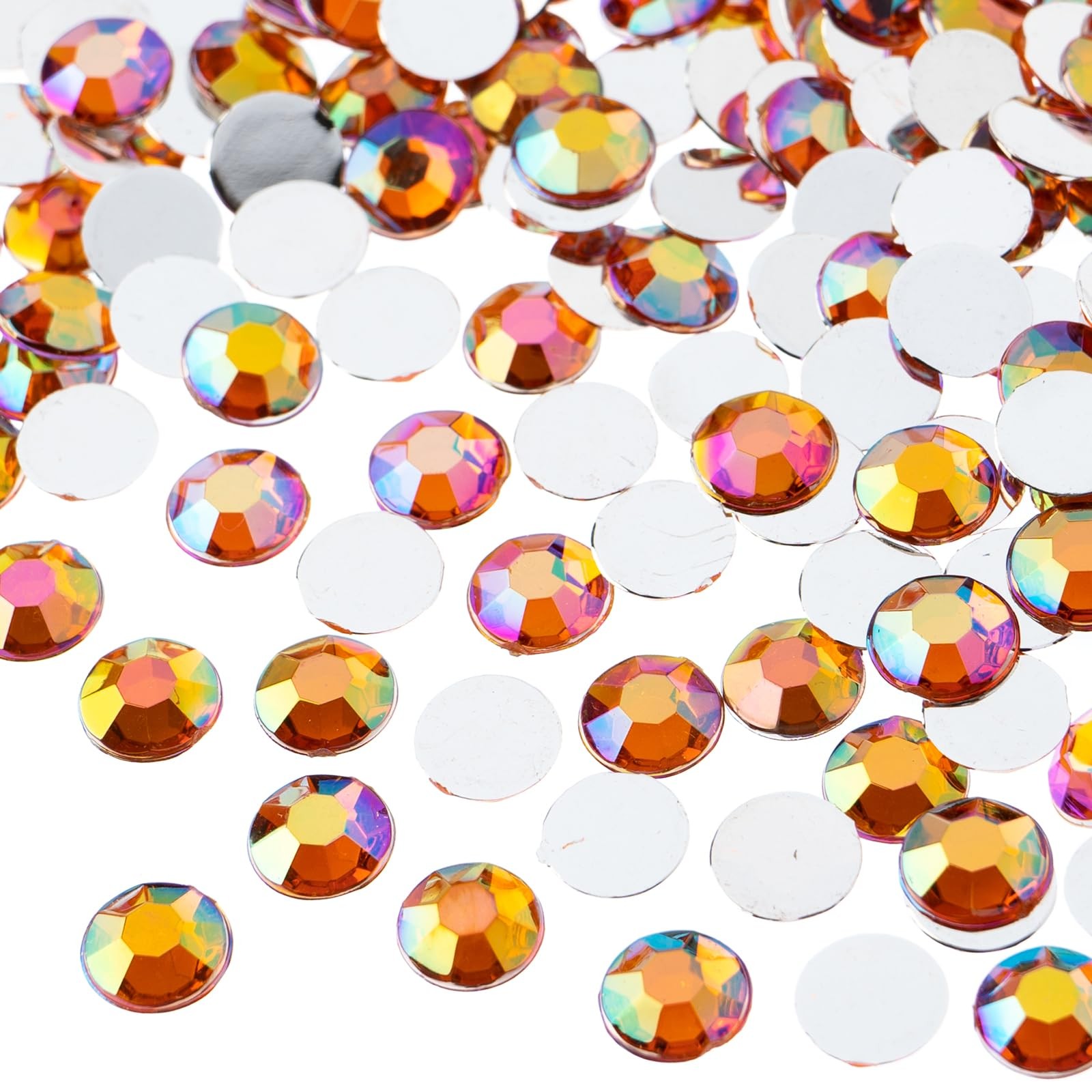 John Bead 1000pcs 8mm Orange AB Acrylic Flat Back Rhinestones Jewelry DIY Crafts