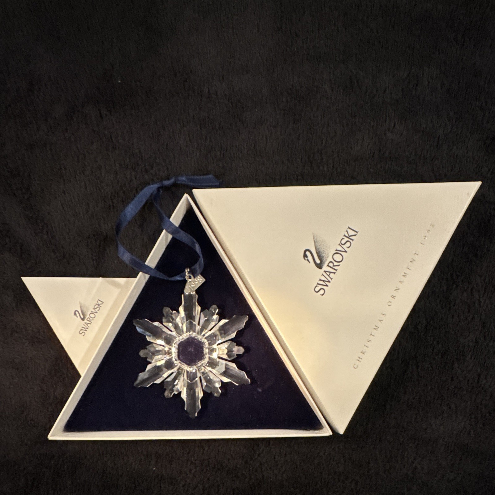 Vintage Swarovski 1998 Crystal Snowflake Ornament Box & Papers