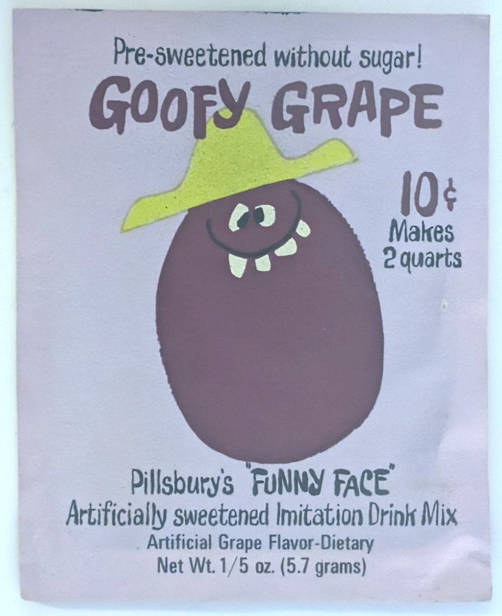 Pillsbury Funny Face Drink Mix 1960's Goofy Grape 10 Cent Unopened Package