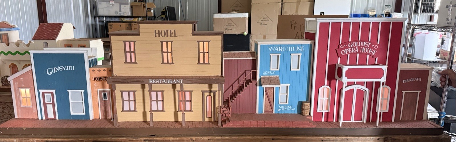 Old Western Town Lighted Display Handmade By Merestone Productions
