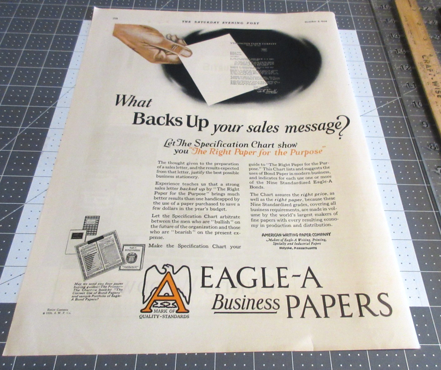 1926 Eagle-A Business Papers, Backs Up Your Sales Message Holyoke Ma. Print Ad 1926 Eagle-A Business Papers, Backs Up Your Sales Message Holyoke Ma. Print Ad
