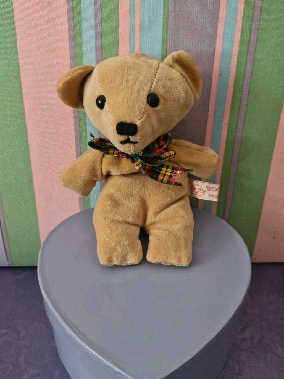 Vintage Toosipegs Teddy Bear Golden Brown Bean Plush  Made in England 15cm