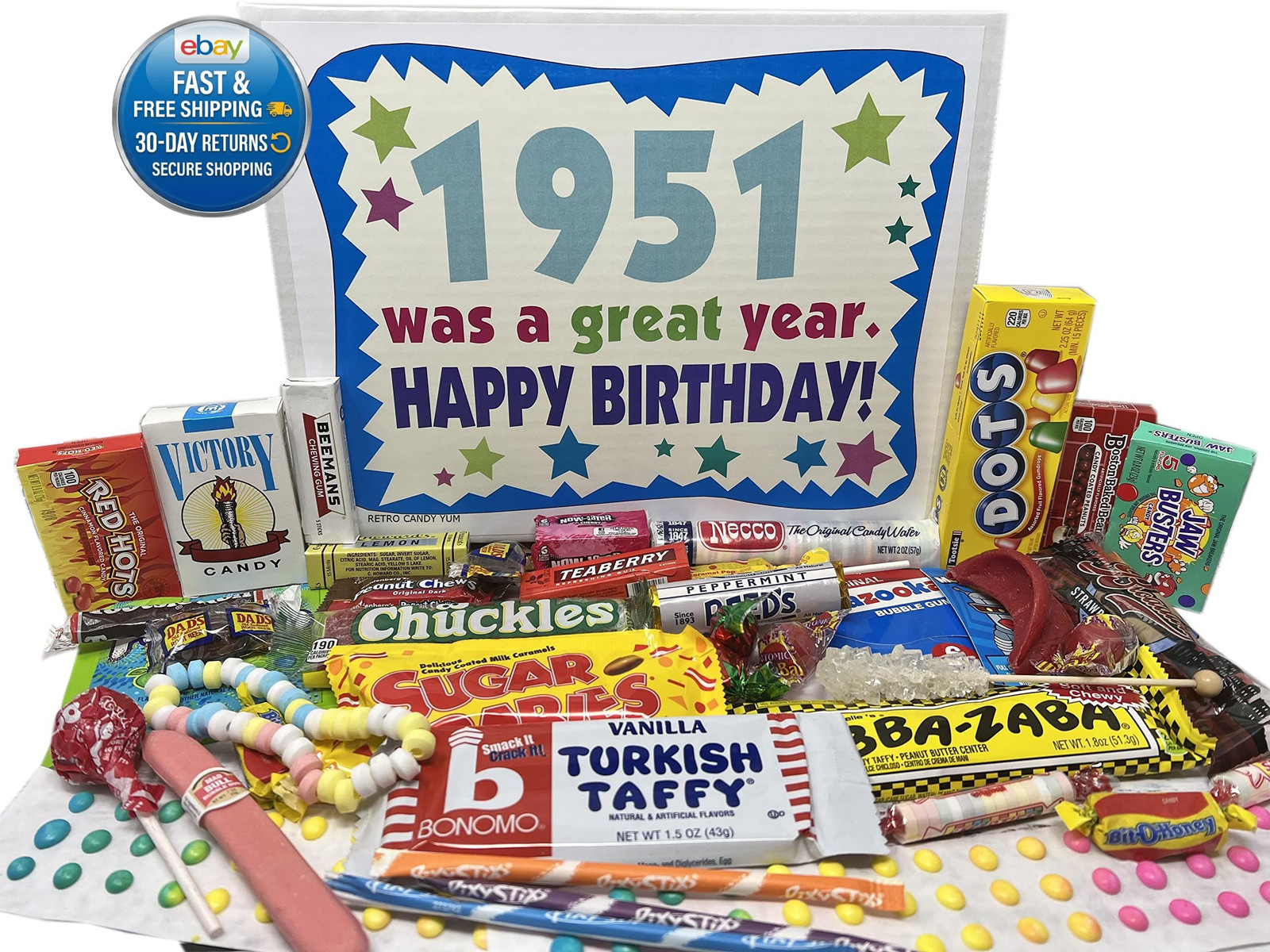 RETRO 1951 75th Birthday Gift Box of Nostalgic Retro 50 Piece Set RETRO 1951 75th Birthday Gift Box of Nostalgic Retro 50 Piece Set