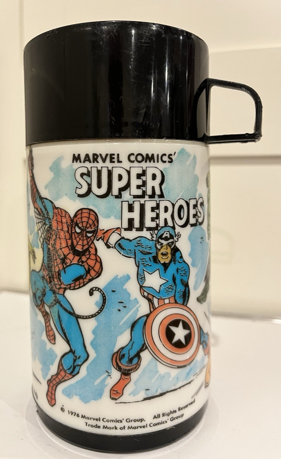 Vtg 1976 Marvel Comics Super Heroes Aladdin Thermos Thermo Bottle No Lunchbox