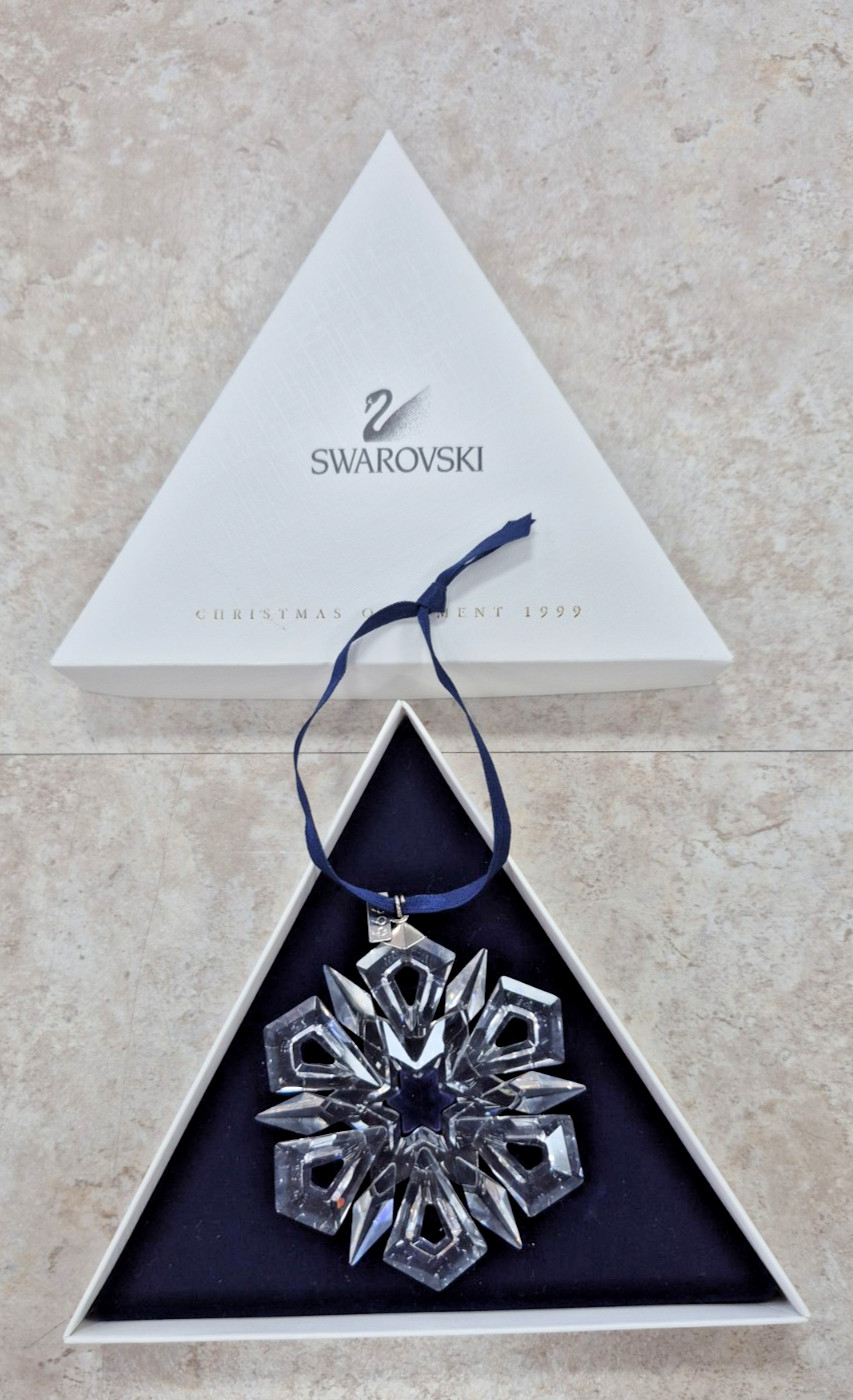 Vintage Swarovski 1999 Crystal Snowflake Christmas Ornament with Box