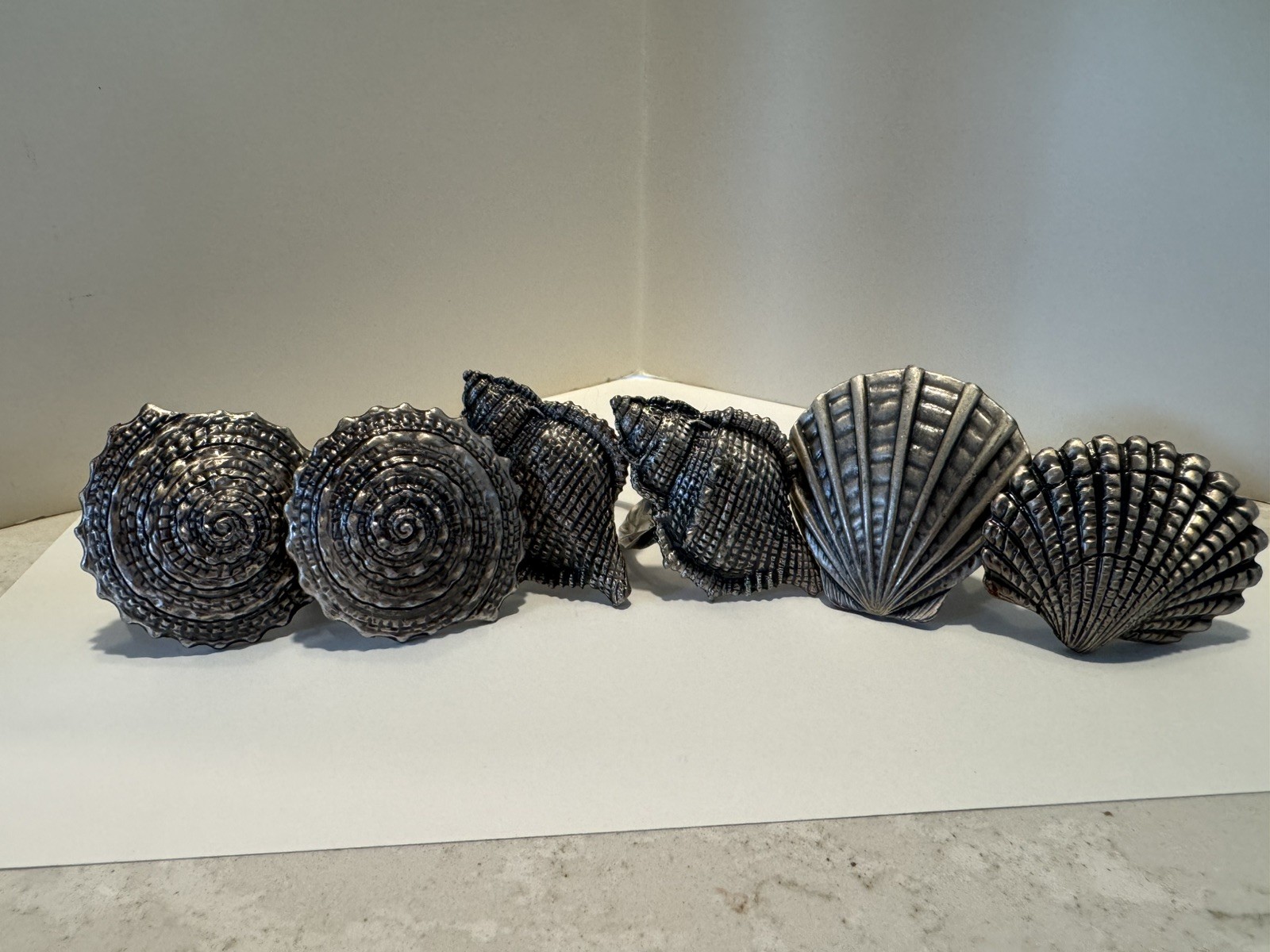 Vintage Beaulieu Vineyard BV Pewter Seashell Napkin Rings – Set of 6 Vintage Beaulieu Vineyard BV Pewter Seashell Napkin Rings – Set of 6
