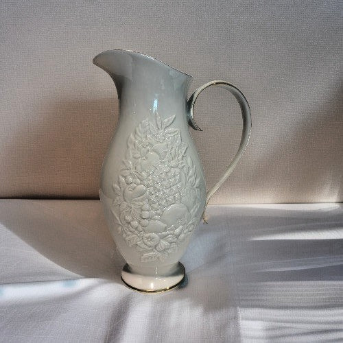 VTG 1990 Lenox Fruits of Life Pitcher Ivory China 24K Gold Rim 28 Oz Retired EUC