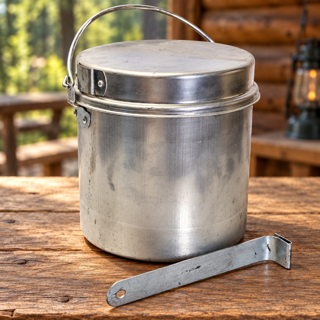Vtg Aluminum Camping Cook Pot Set With Lid Bail Handle Detachable Handle 10x10\