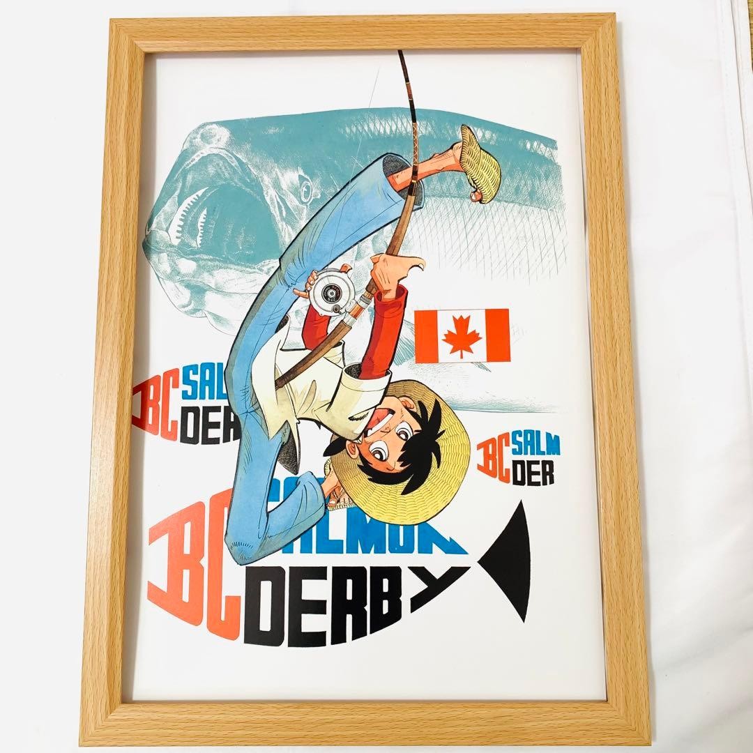 Tsurikichi Sanpei Takao Yaguchi B4 Size Poster with Frame Vintage
