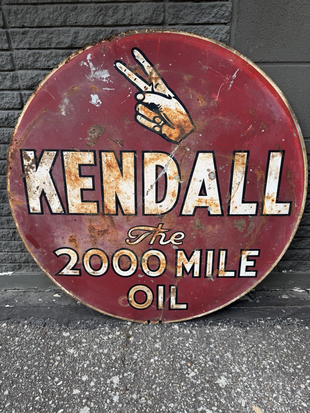 VINTAGE 36 inch Kendall Oil 2000 Mile Sign-Circa 1940’s ⚡️⚡️⚡️ VINTAGE 36 inch Kendall Oil 2000 Mile Sign-Circa 1940’s ⚡️⚡️⚡️