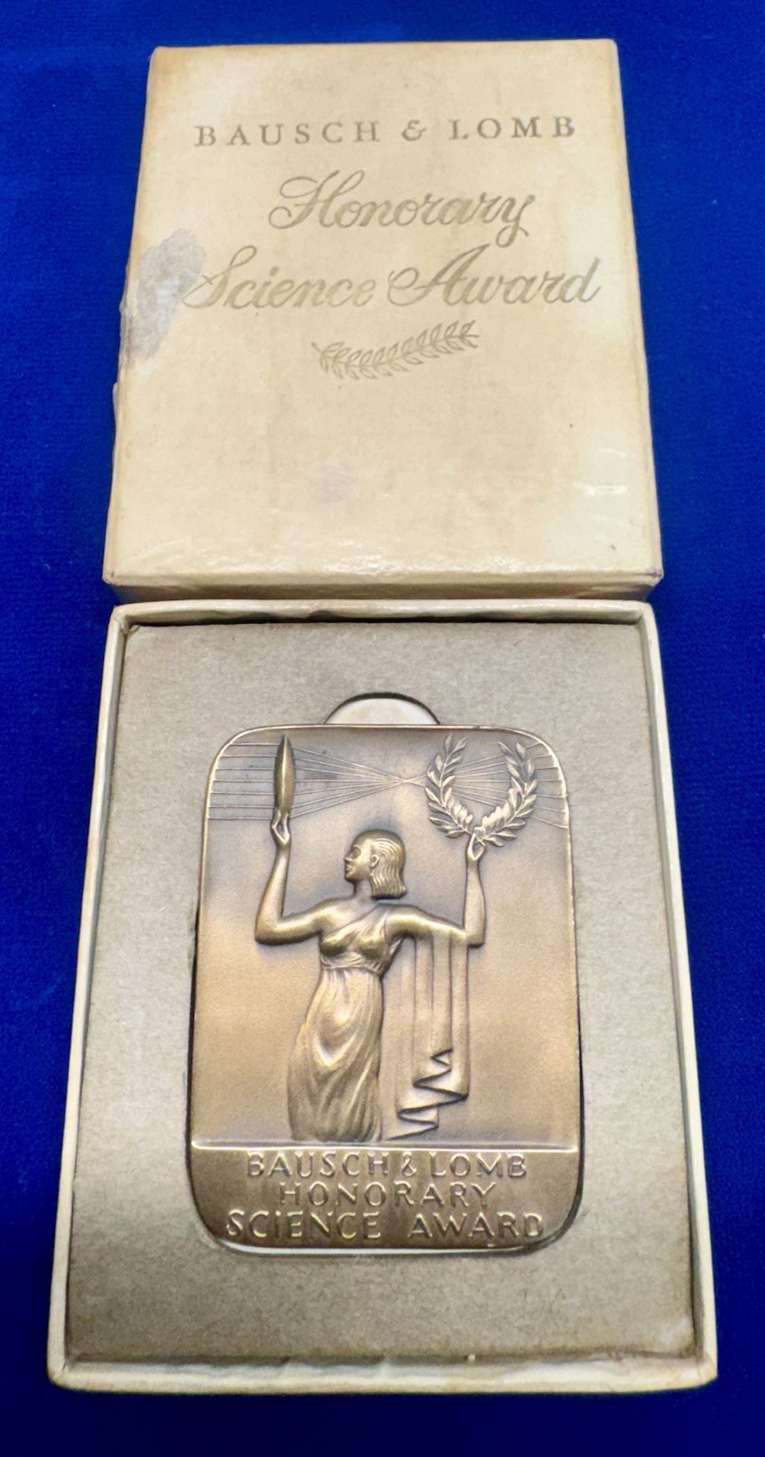 Vintage Bausch & Lomb Honorary Science Award Bronze Medal w/ Original Box Vintage Bausch & Lomb Honorary Science Award Bronze Medal w/ Original Box