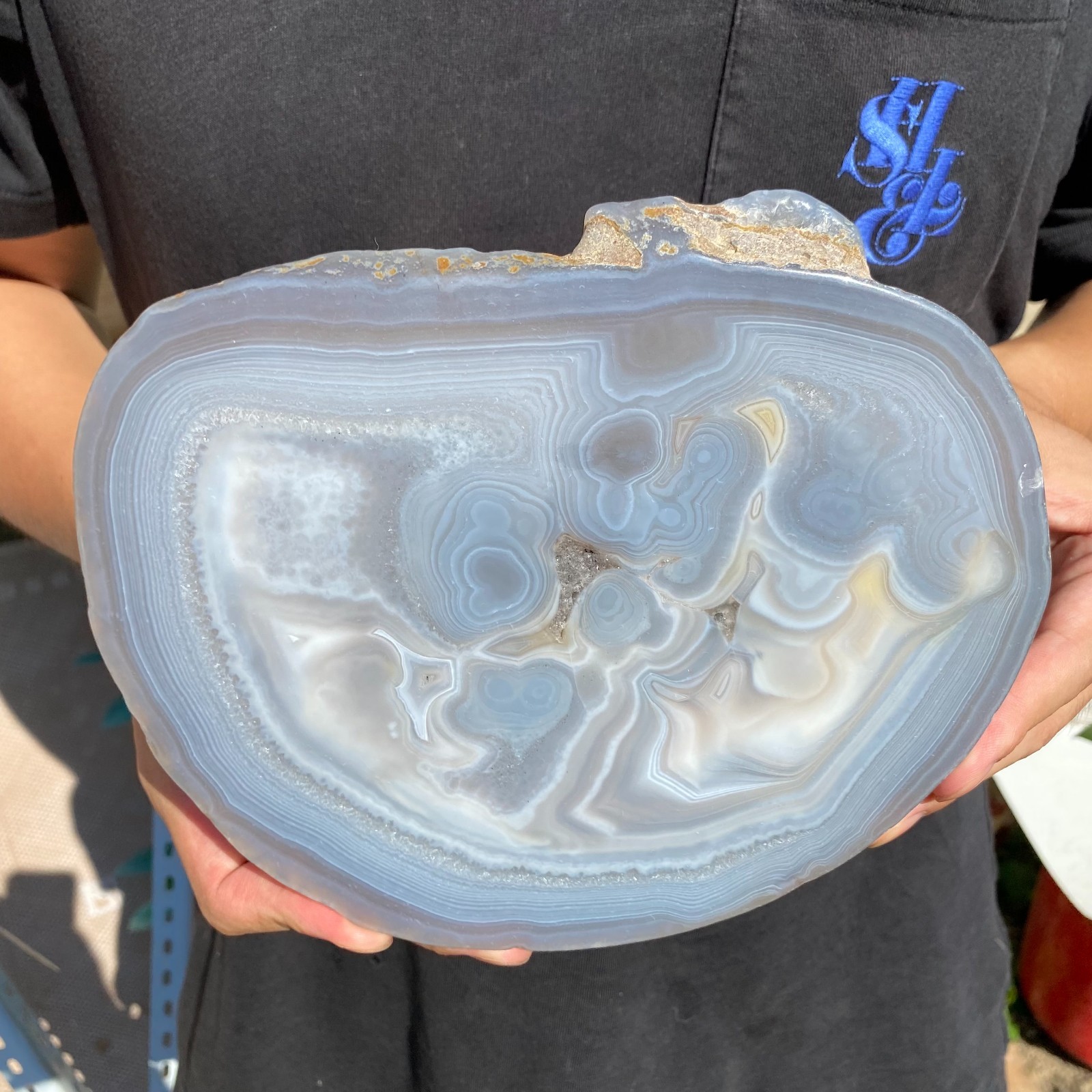 1.9lb Natural striped agate quartz crystal slice rough mineral specimen