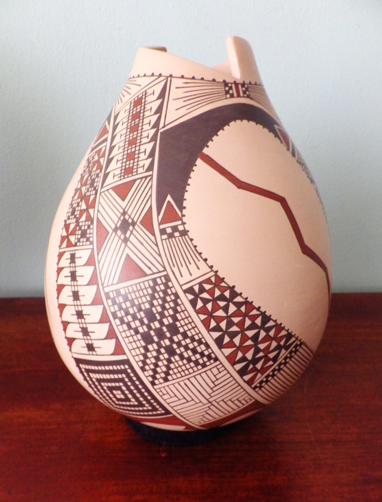 Mata Ortiz vtg olla vase Mexico paquime art pottery signed Jesus Rodriguez 10