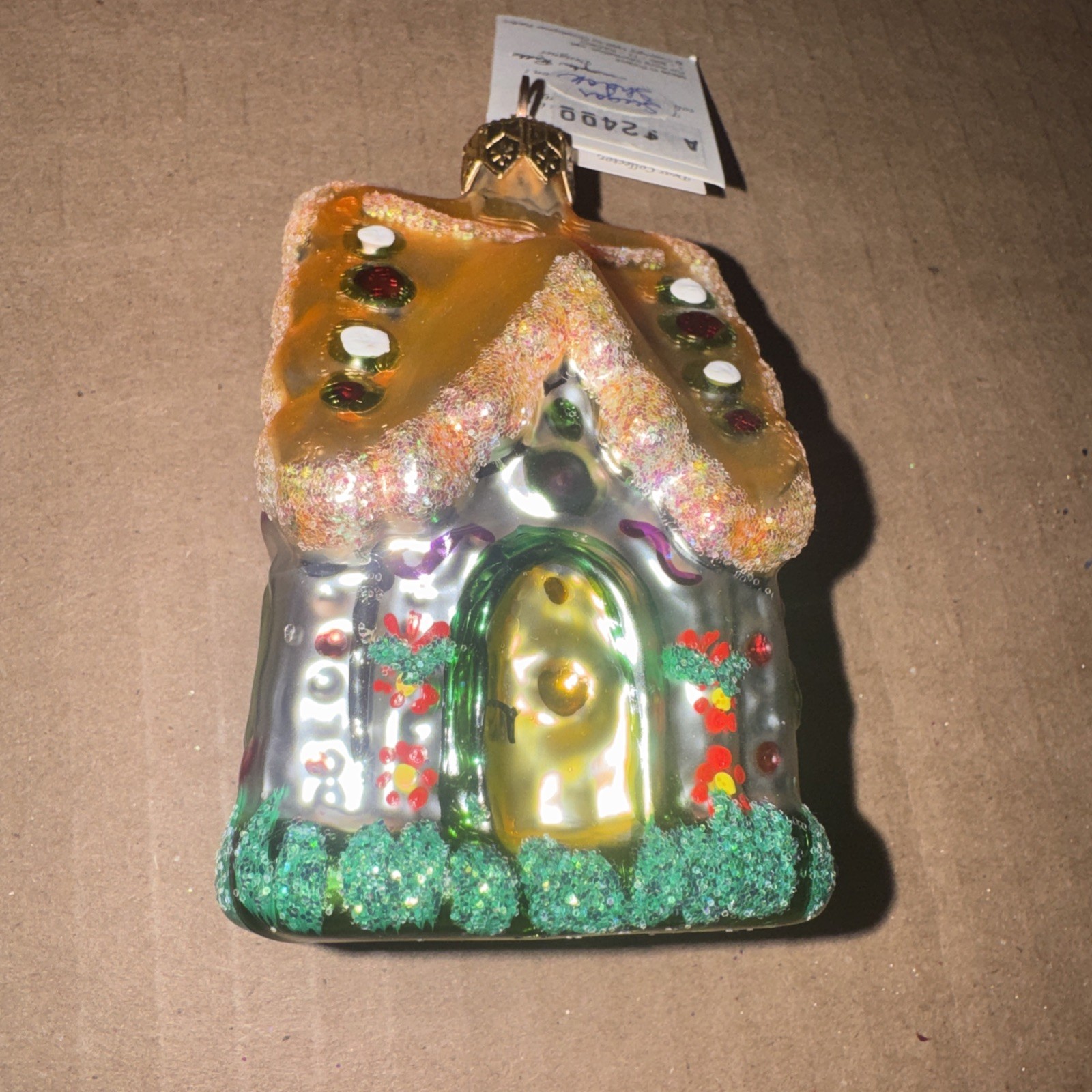 VTG 1995 Christopher Radko SUGAR SHACK Cottage Glass Ornament W/Tag