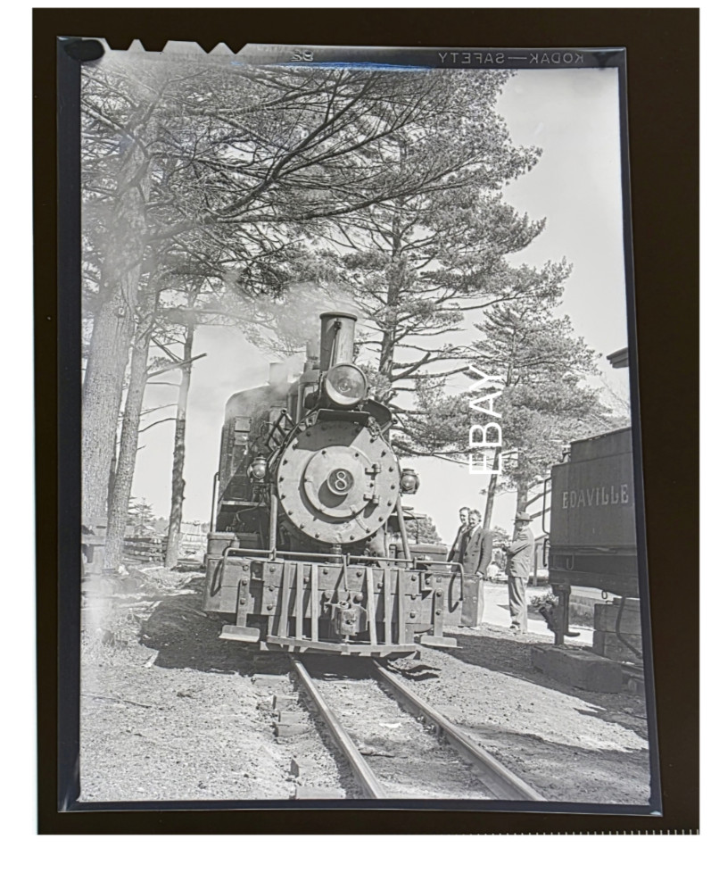 5/2/48 Edaville Railroad Carver, MA Head On View Locomotive #8 Photo Negative 5/2/48 Edaville Railroad Carver, MA Head On View Locomotive #8 Photo Negative