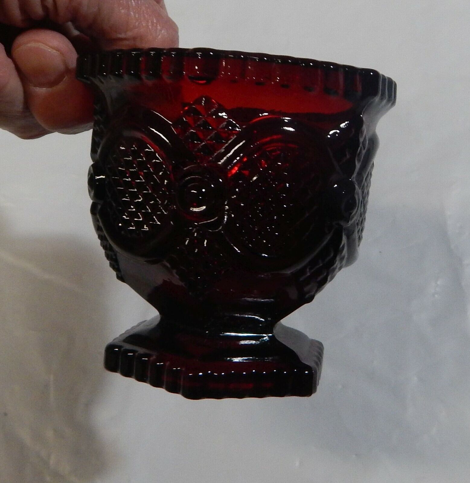 Vintage Avon 1876 Cape Cod Collection Ruby Red Glass Sugar Bowl 
