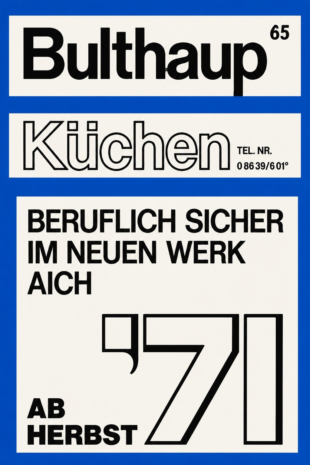 💼 Bulthaup Küchen Design Poster - '71 Style - 24x36