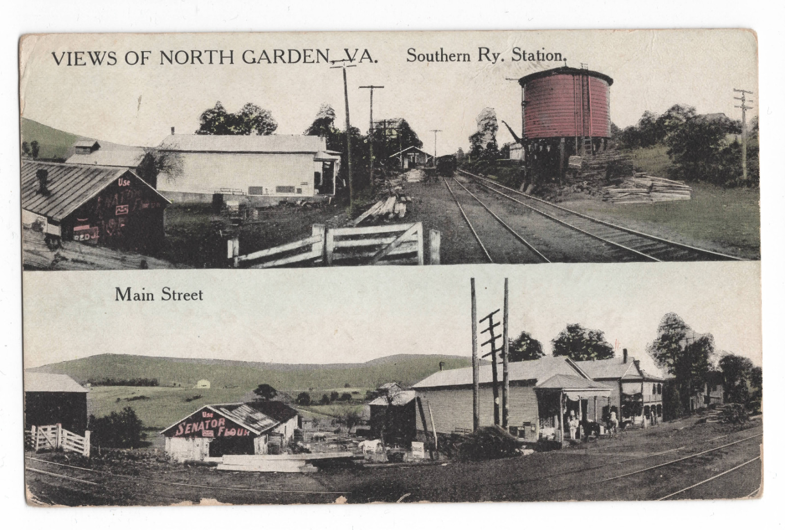 MAIN STREET NORTH GARDEN, VA W.E. BURGESS POSTCARD ALBEMARLE COUNTY SOUTHERN RY. MAIN STREET NORTH GARDEN, VA W.E. BURGESS POSTCARD ALBEMARLE COUNTY SOUTHERN RY.