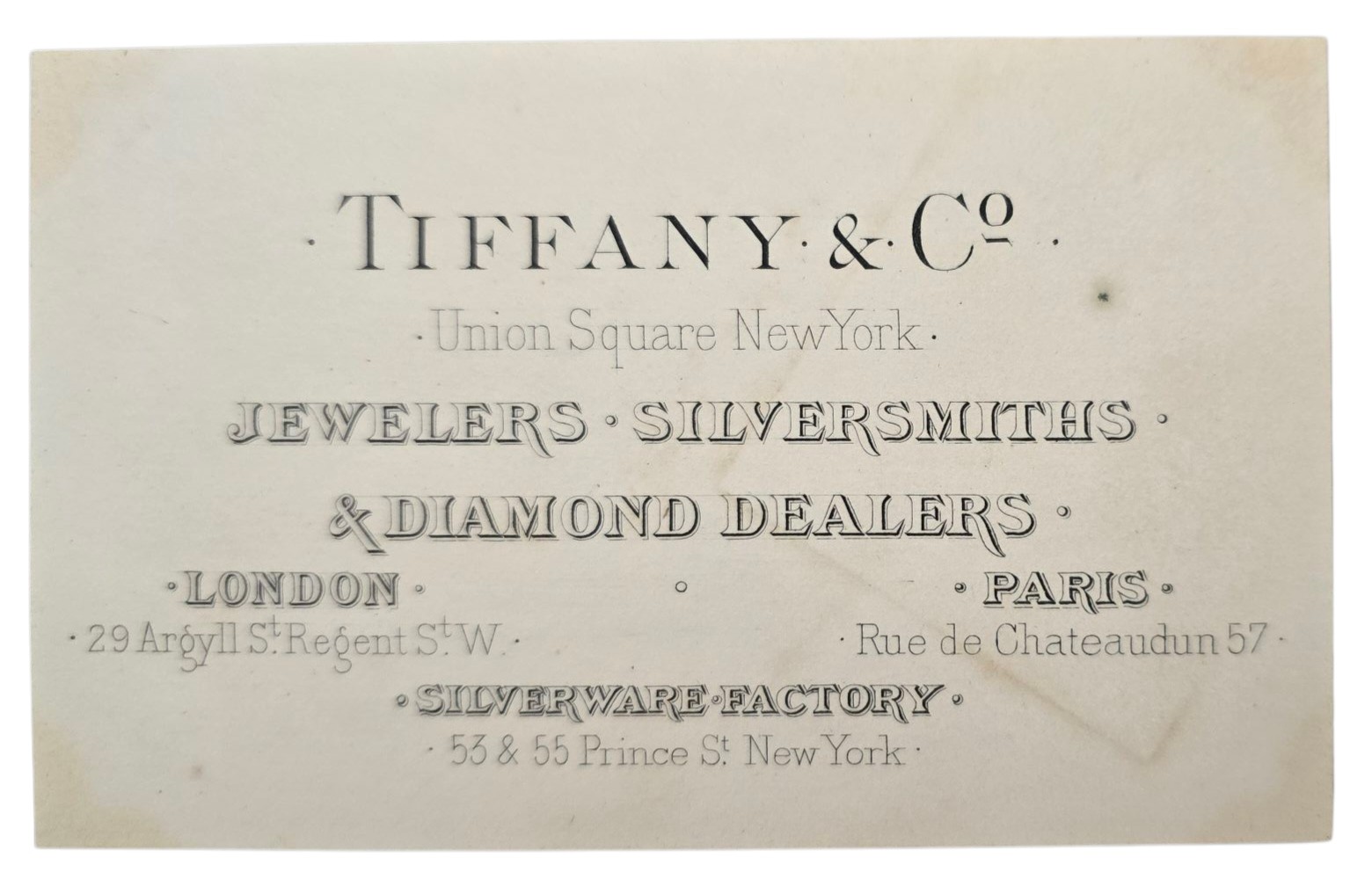 1880 antique TIFFANY & CO ny JEWELER AD CARD silversmith silverware factory 1880 antique TIFFANY & CO ny JEWELER AD CARD silversmith silverware factory
