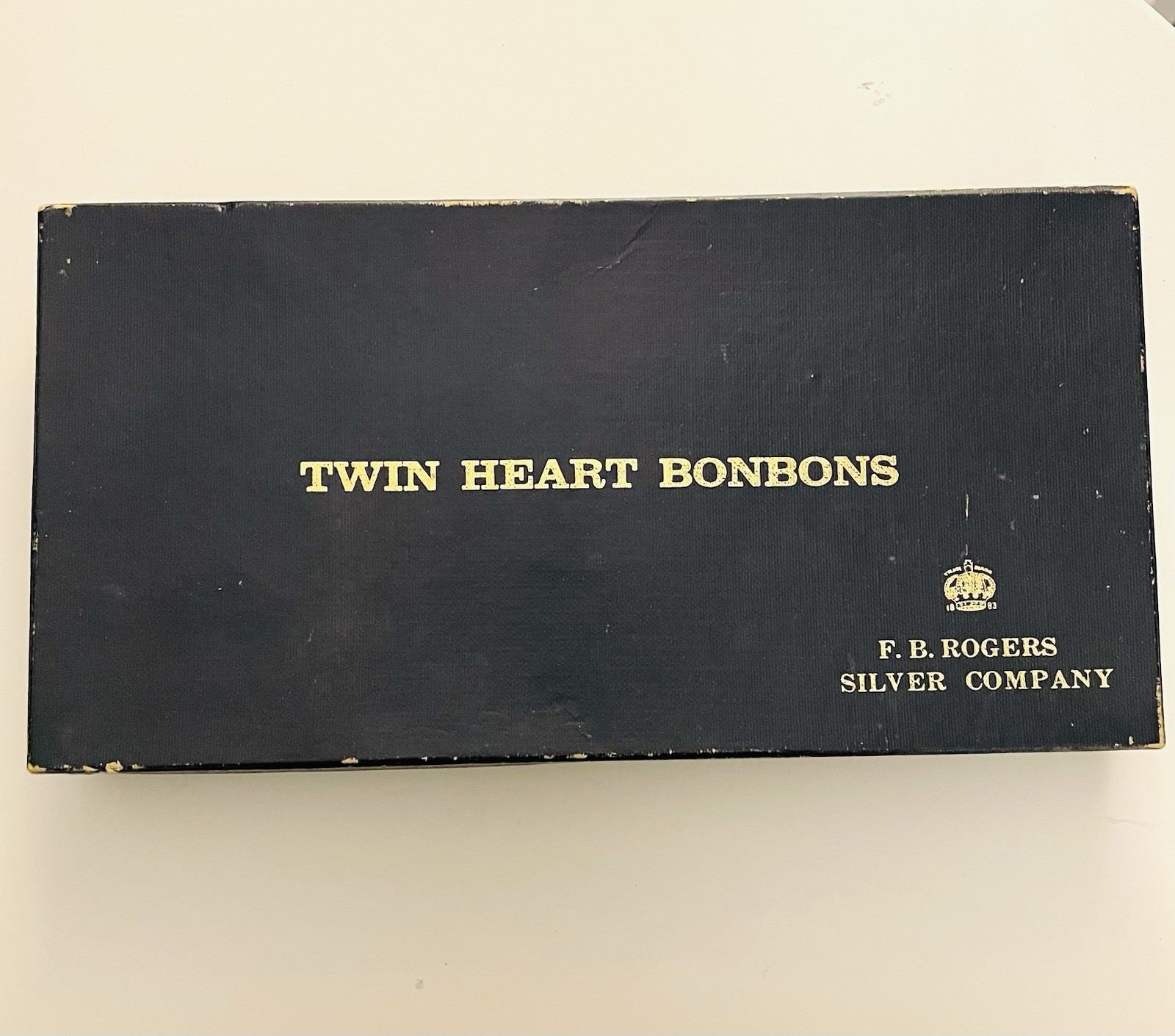 Vtg F. B Rogers Silver Company Twin Heart Double Bon Bon Dish USA BONBONS Box Vtg F. B Rogers Silver Company Twin Heart Double Bon Bon Dish USA BONBONS Box